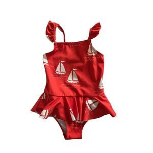Mini Rodini Red Sailboat Swimsuit